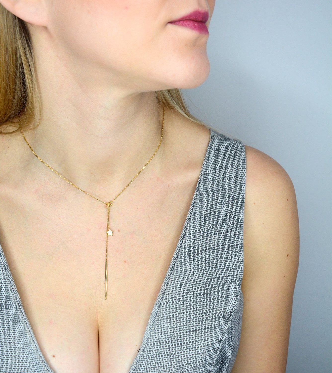 Złoty naszyjnik DALL'ACQUA GOLD łańcuszkowy z gwiazdką i patyczkiem C OZ 81.jpg